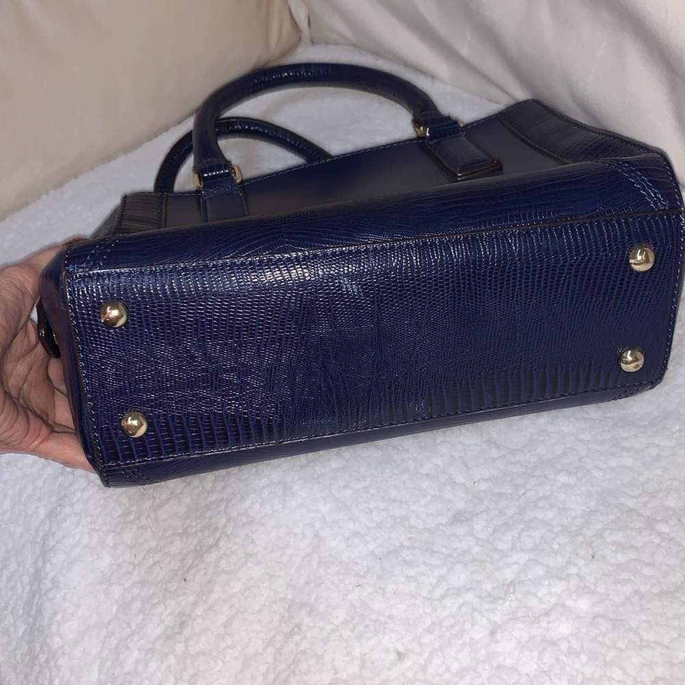 Anne Klein Navy Blue Satchel with Quilted Wallet and Gold Hardware - Picture 11 of 13